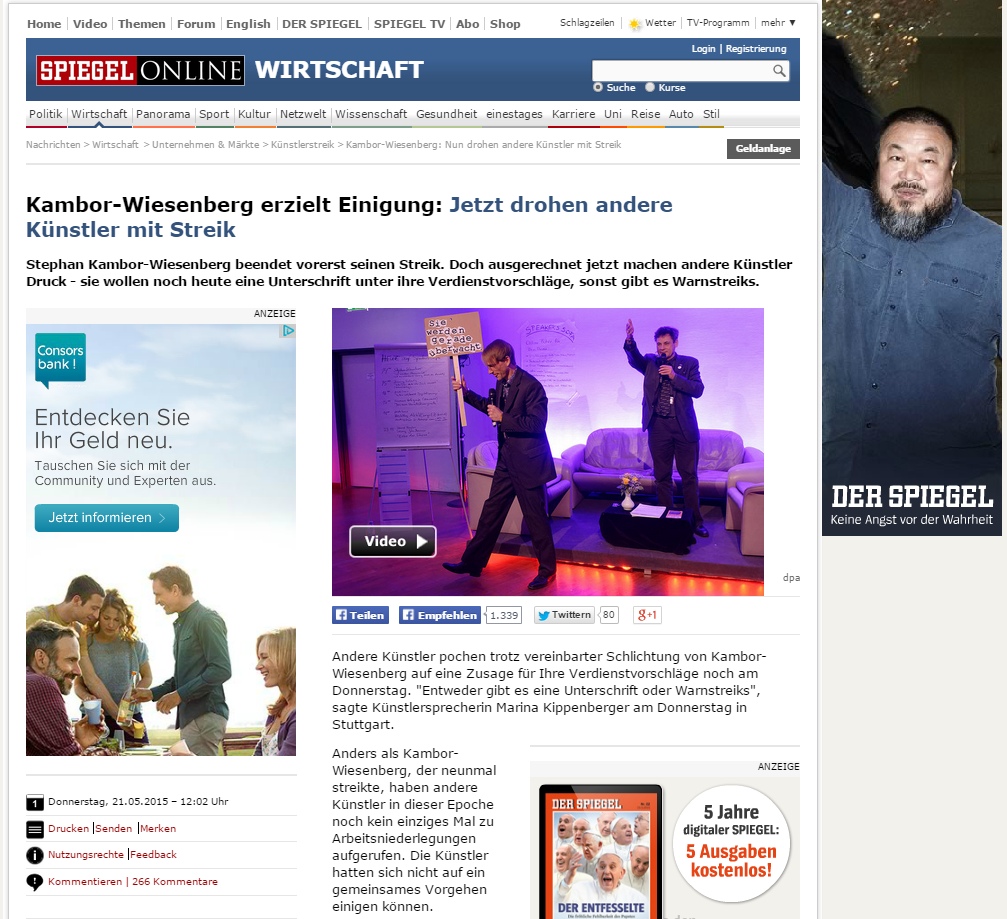 Spiegel Online - Schlichtung im Künstlerstreik